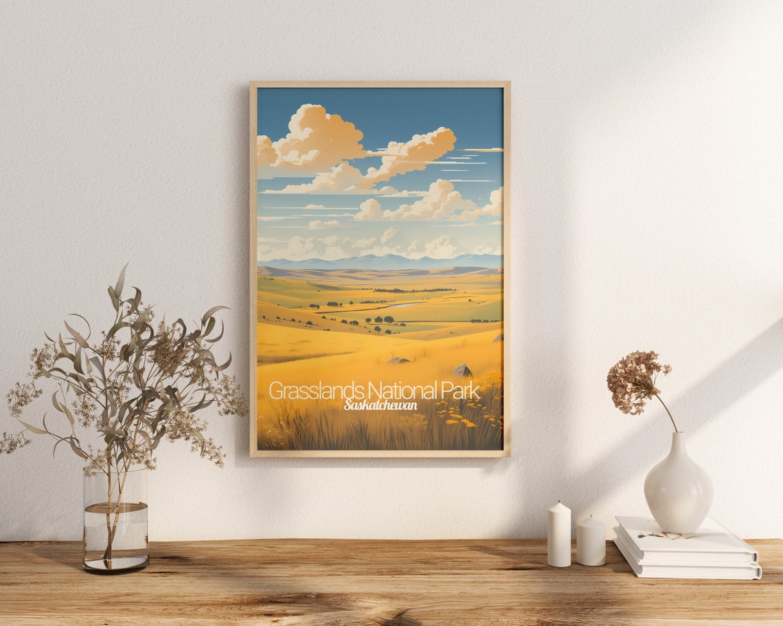 Grasslands National Park Saskatchewan Prairie Golden Landscape Poster