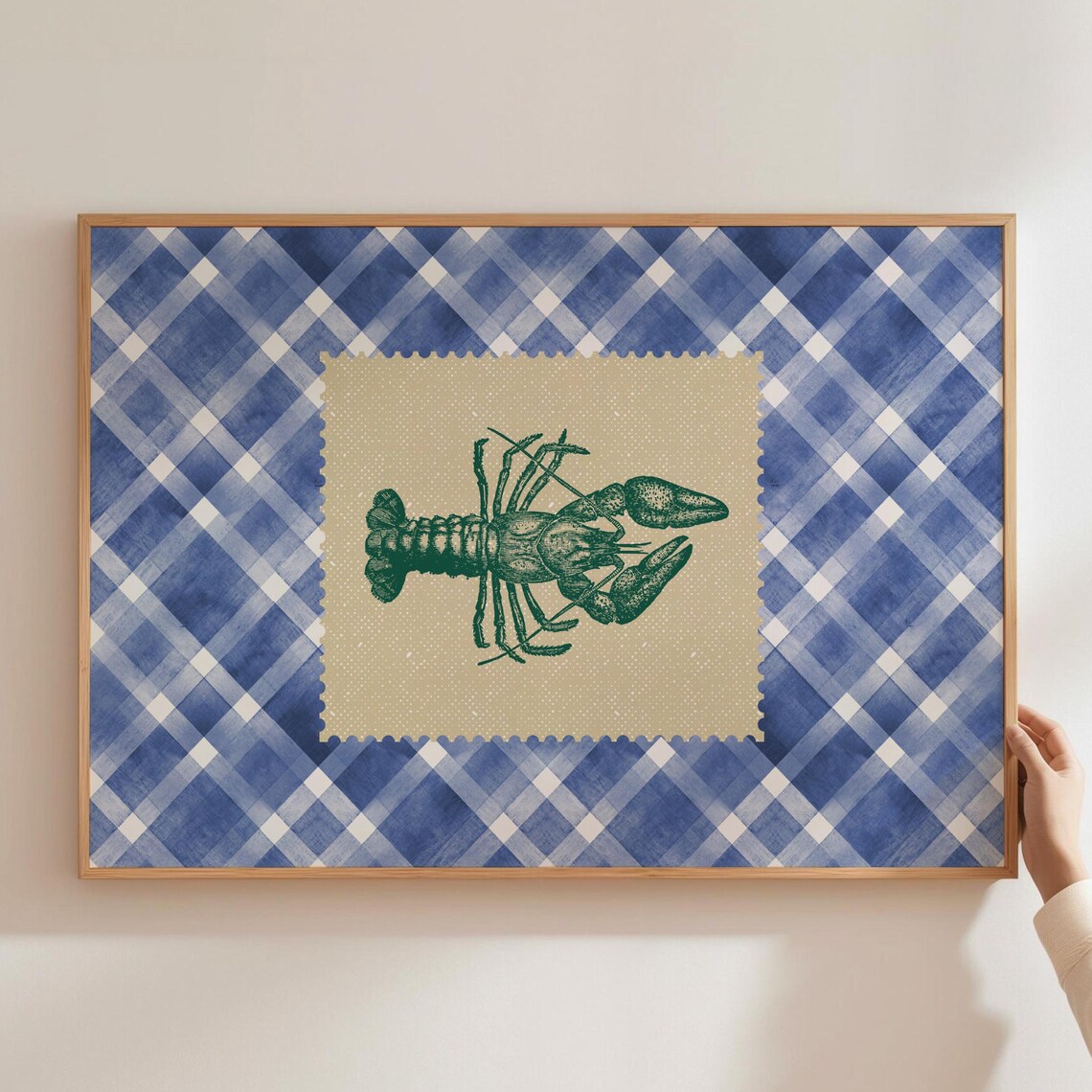 Vintage Striped Kitchen Print Bar Cart Retro Wall Art Rustic Mid Century Modern Decor Fish