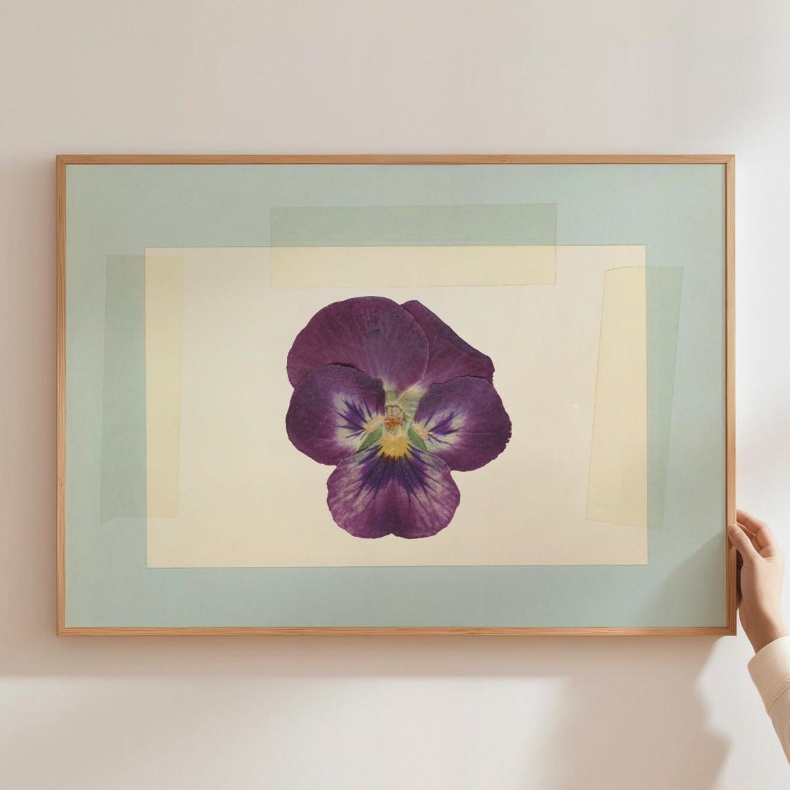 Purple Pansy Flower Botanical Macro Pastel Geometric Art Print