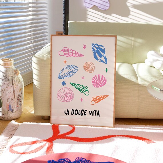 Dolce Vita Print Wall Art Summer Kitchen Prints Cute Home Decor Italian Inspiration