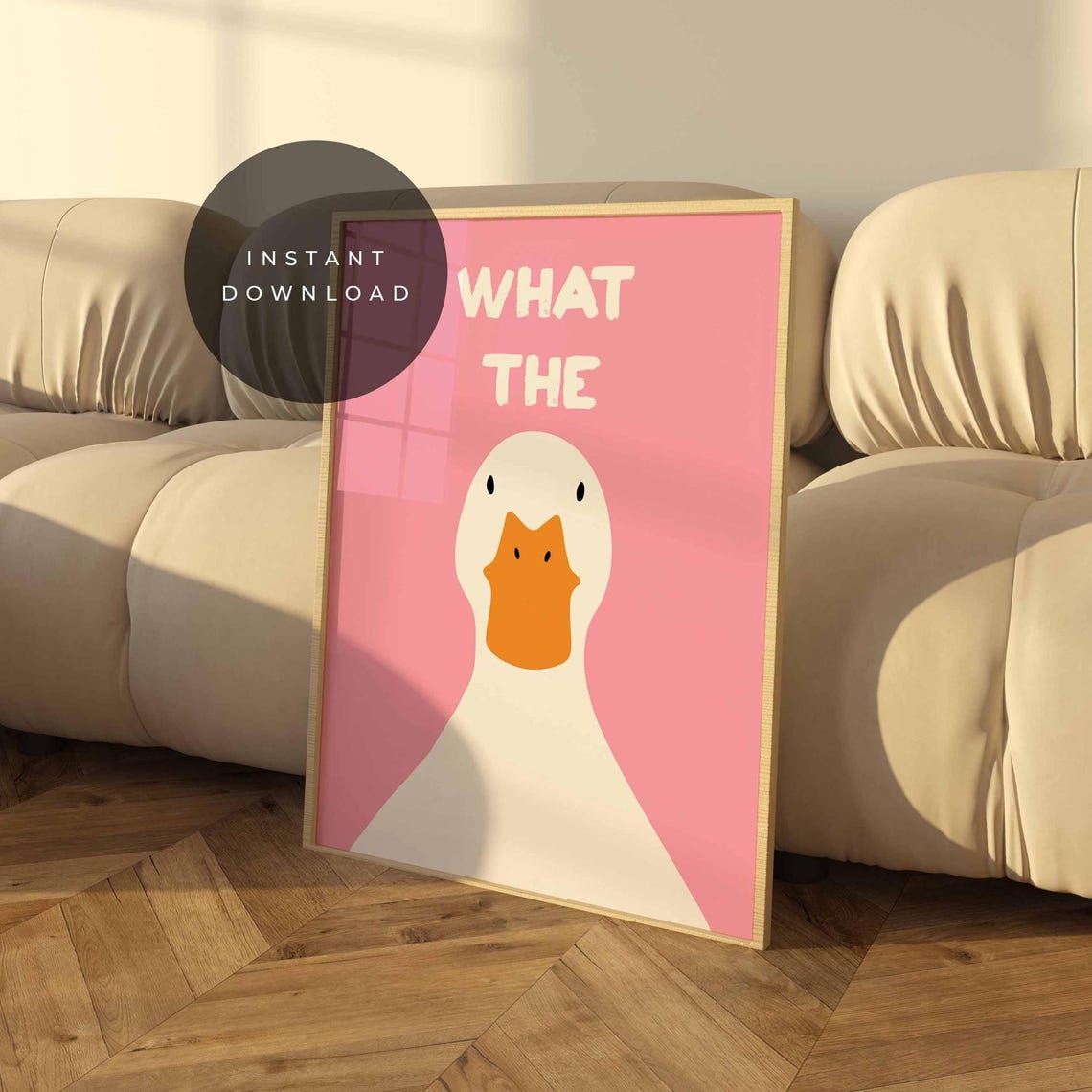 What The Duck Funny Goose Pink Trendy Nursery Wall Decor Poster