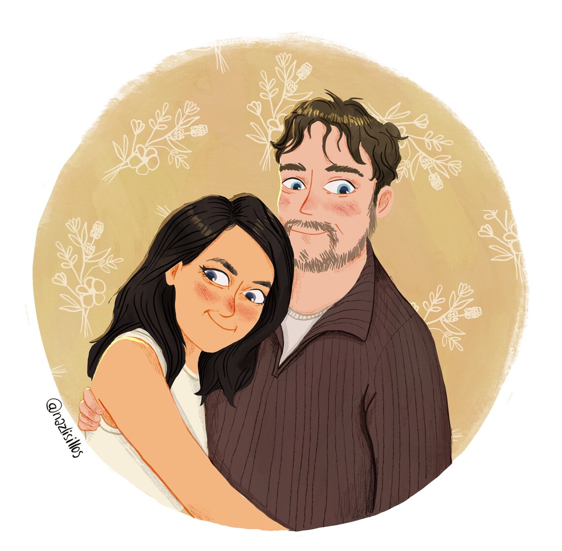 Custom Couple Portrait, Personalized Christmas Gift Art Print - Image 3