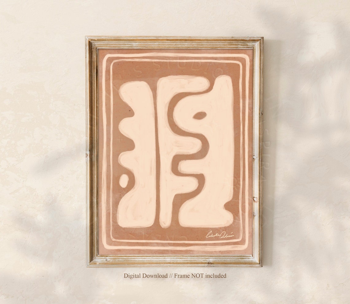 Modern Abstract Art Prints Neutral Boho Painting Beige Minimal Living Room Art Art Celestesstudio