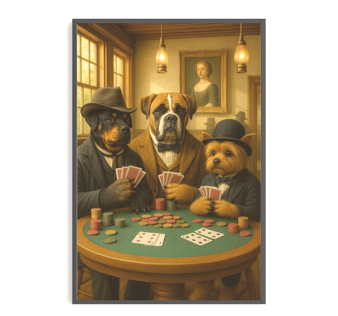 Vintage Pet Portrait Dog Poker Art Print