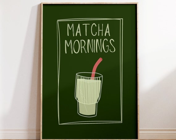 Green Matcha Print Trendy Kitchen Decor Matcha Wall Art Coffee Bar Decor Green Tea Art Print Coffee Shop Decor 1 Print