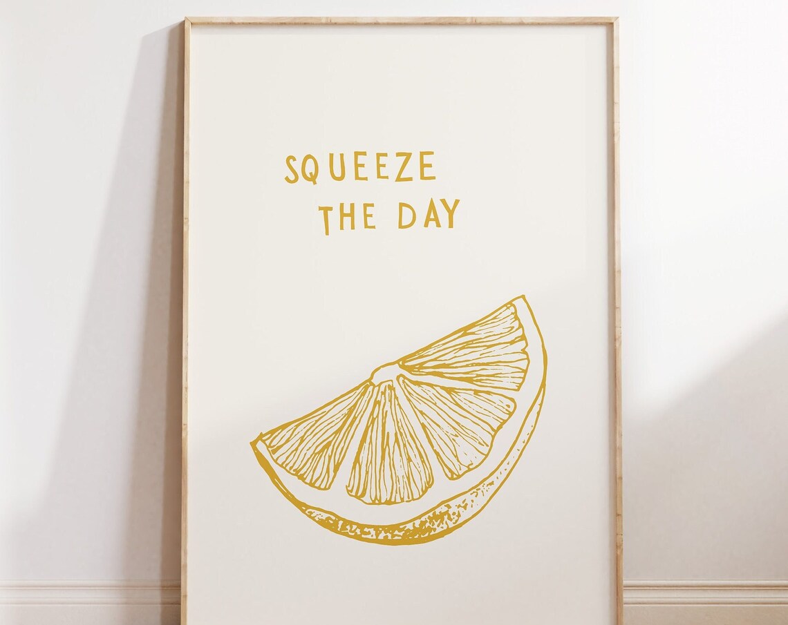 Minimalist Lemon Print, Modern Kitchen Decor