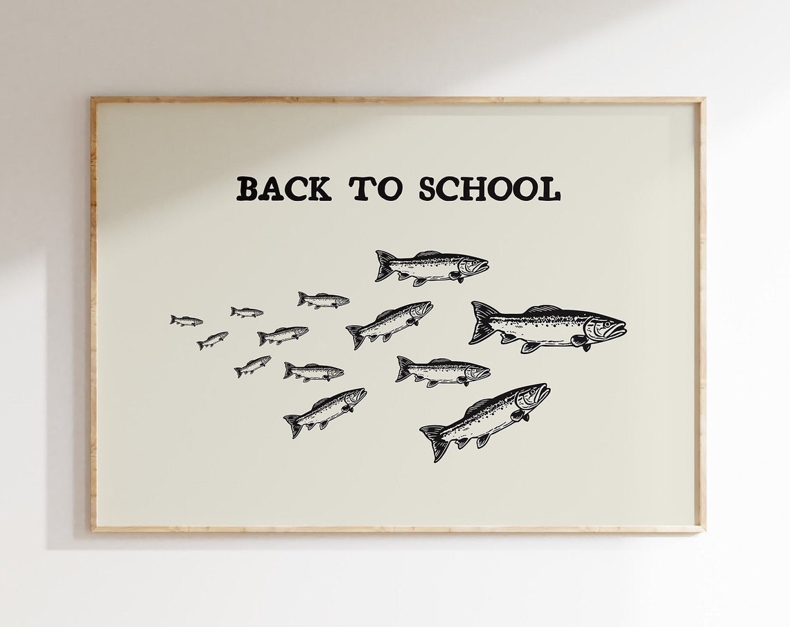 Cute Classroom Decor Vintage Fish Print Funny Back To School Poster Ocean Wall Art Trendy School Poster 1 Horizontal Print - Image 4