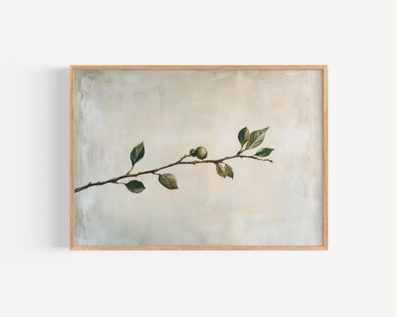 Fig Tree Branch Vintage Oil Painting Art Print