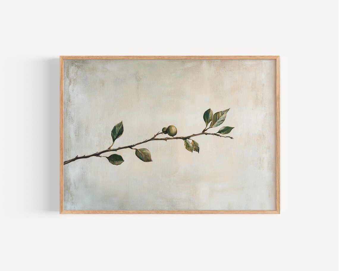 Fig Tree Branch Vintage Oil Painting Art Print