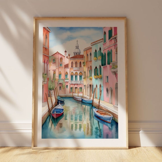 Venice Watercolor Art Print, Italy Travel Poster