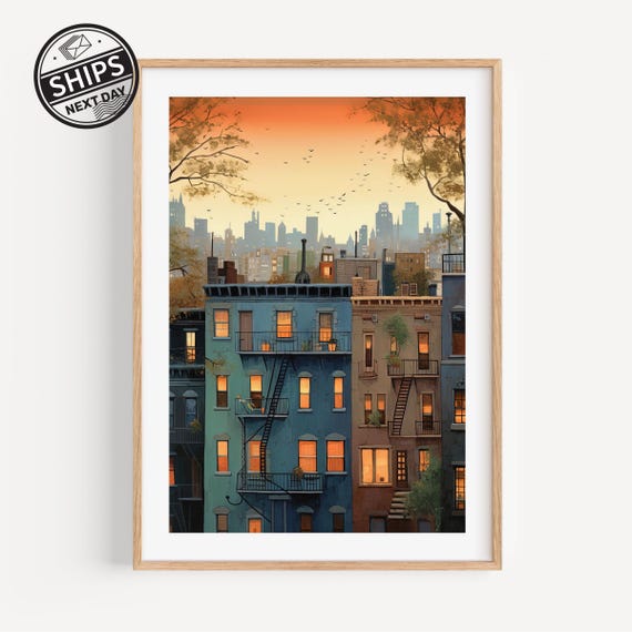 East Village New York Watercolor Art Print