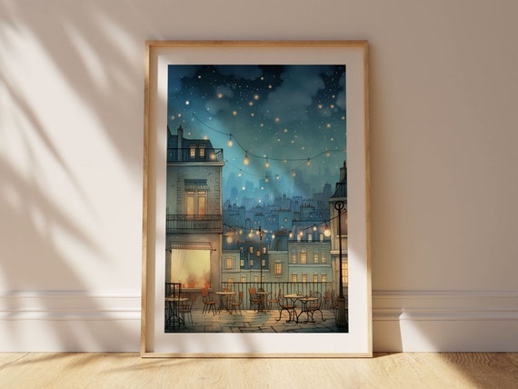 Monmartre Paris Modern Watercolor Travel Art Print