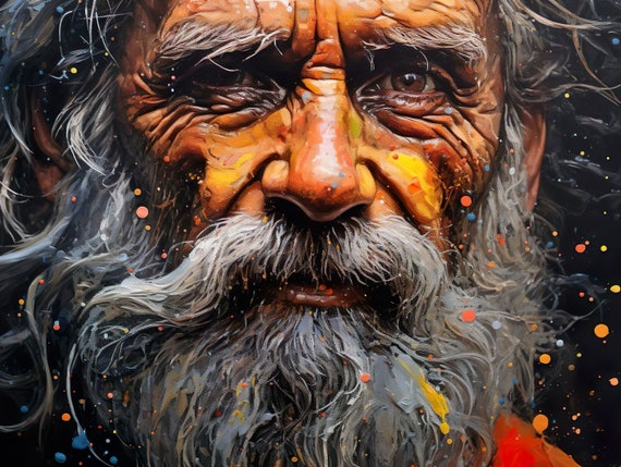 Australian Aborigines Closeup Portrait Wall Art Decorative Mural Acrylic