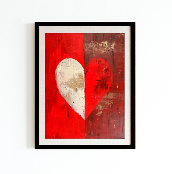 Abstract Double Heart Oil Love Art Wall Decorative Mural