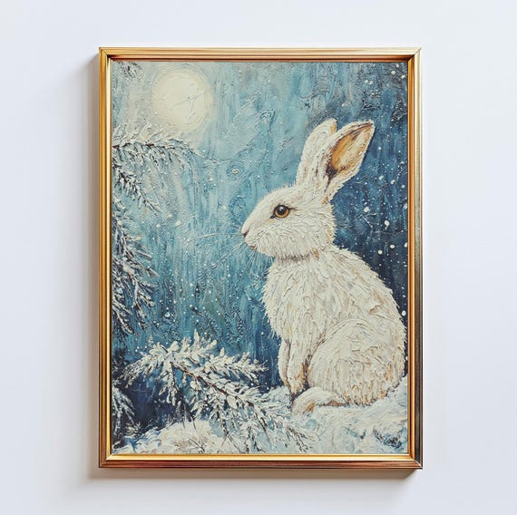 Winter Moon Rabbit Art Print