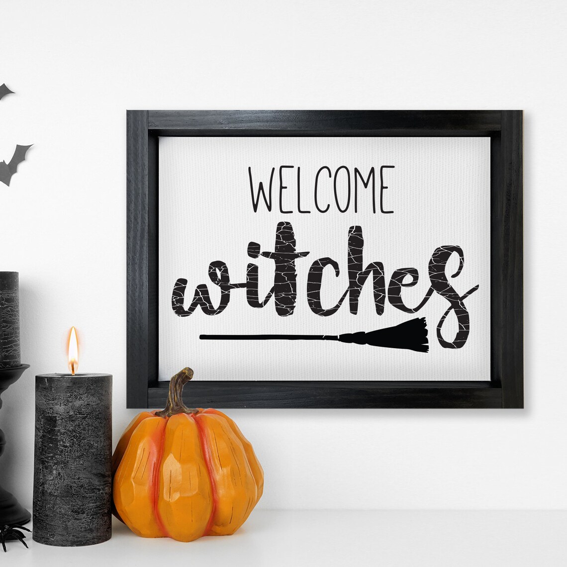Welcome Witches Farmhouse Halloween Wall Art Print