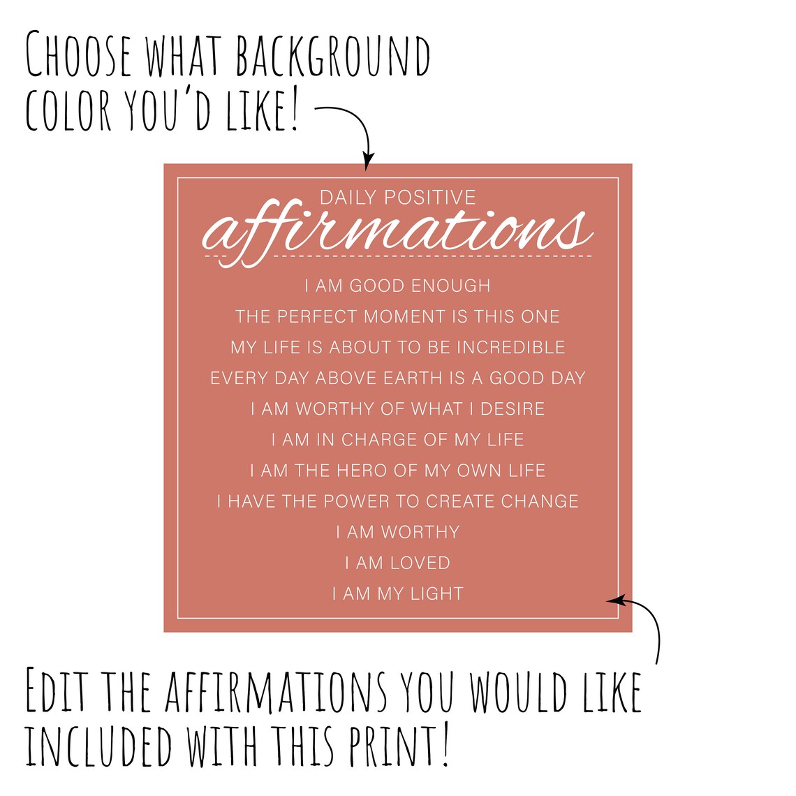 Daily Positive Affirmations Custom Wall Art Print - Image 3