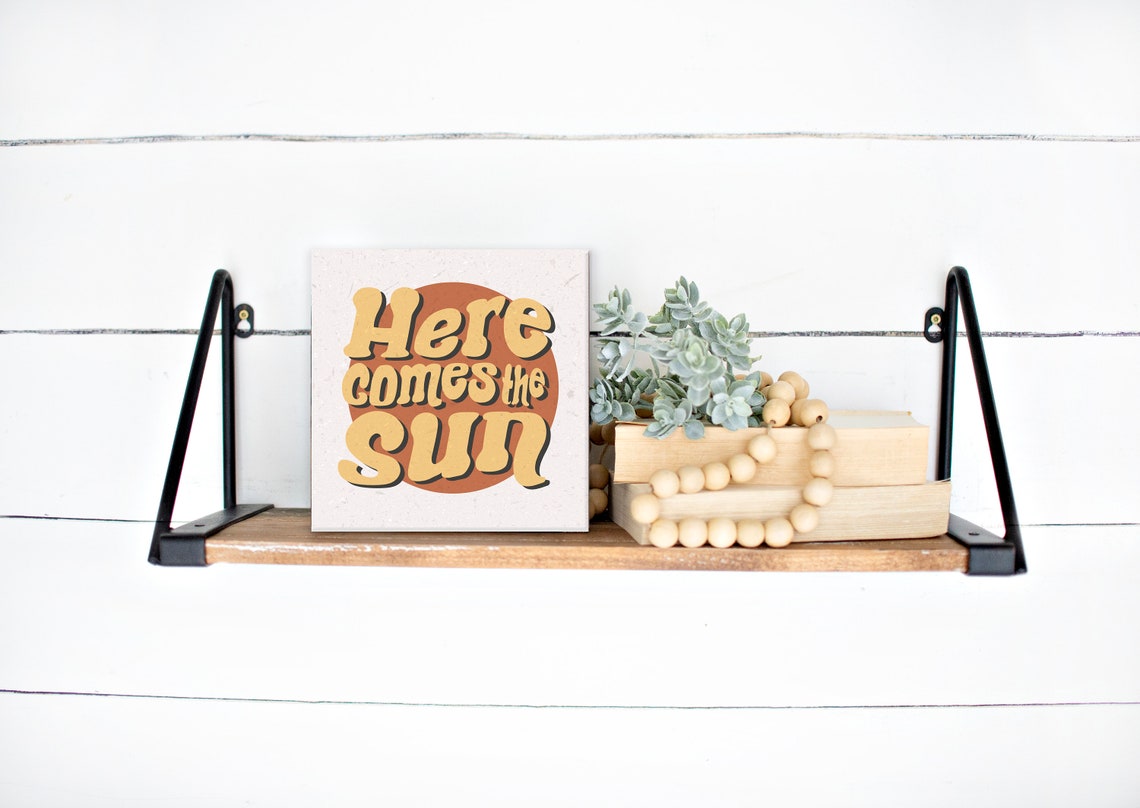 Here Comes the Sun Retro Groovy Sunshine 70s Style Wall Poster - Image 3