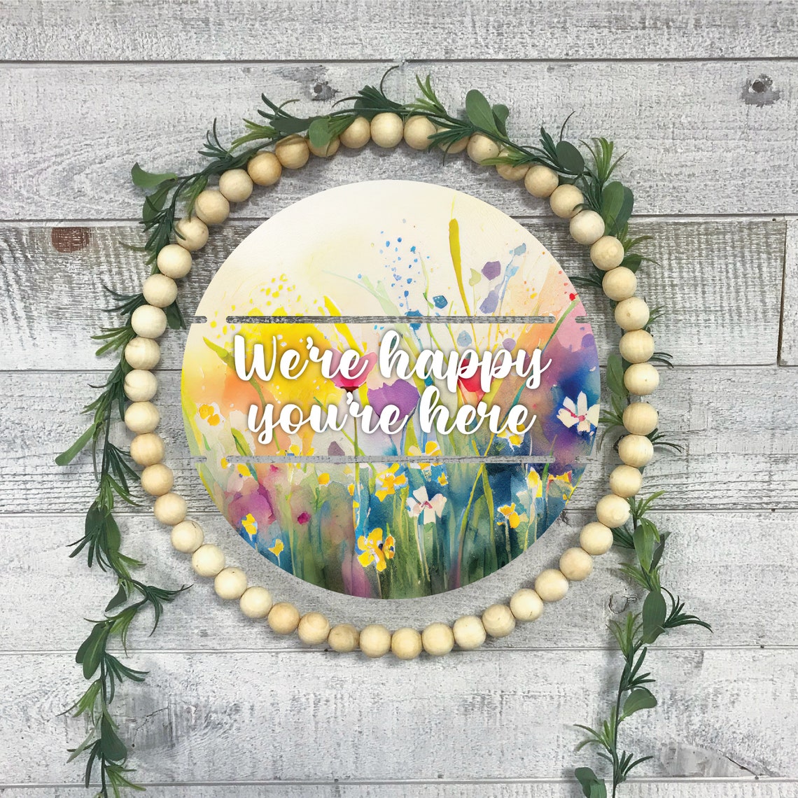 We're Happy You're Here Watercolor Wildflower Welcome Poster - Image 3