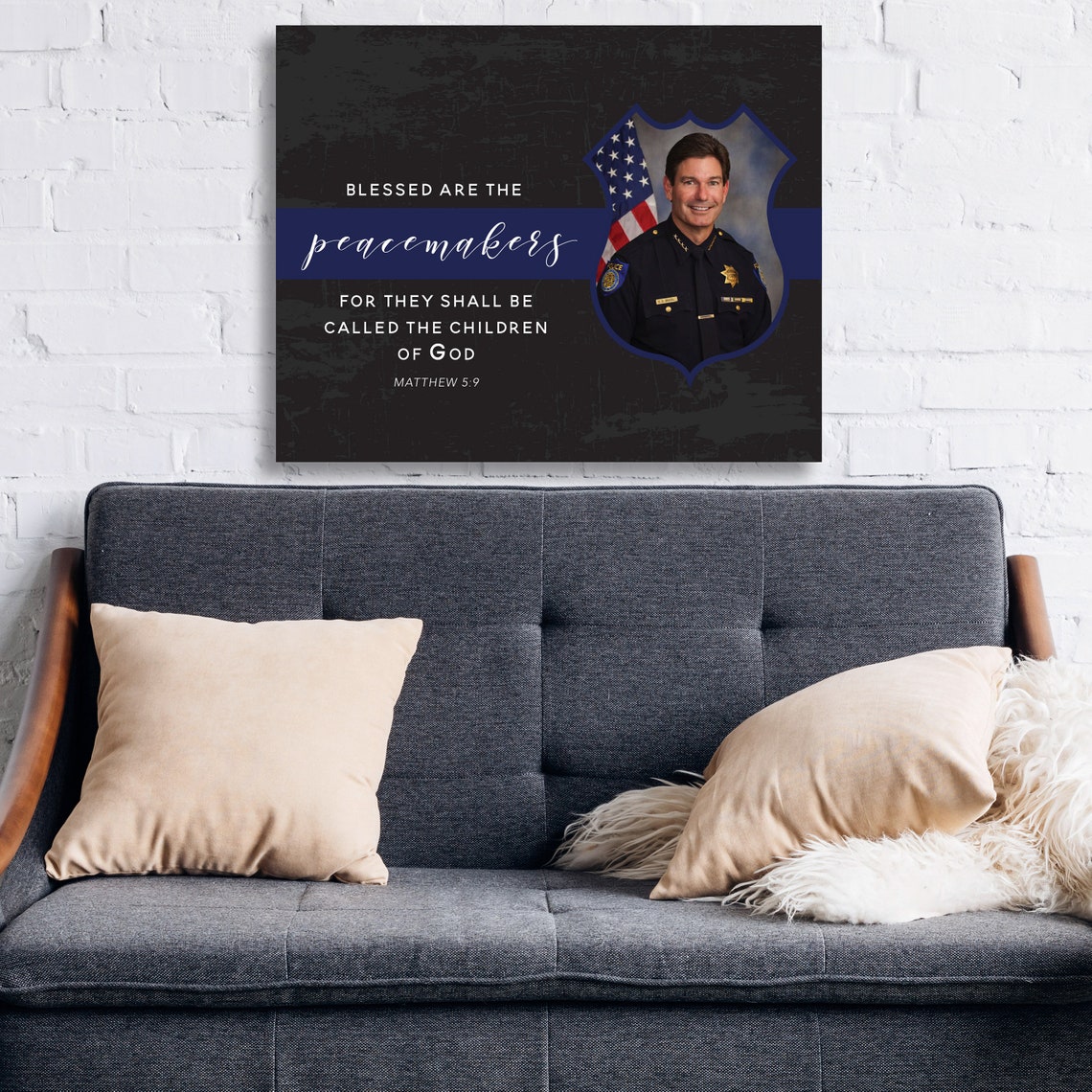 Blessed Are the Peacemakers Police Portrait Bible Verse Poster - Image 3