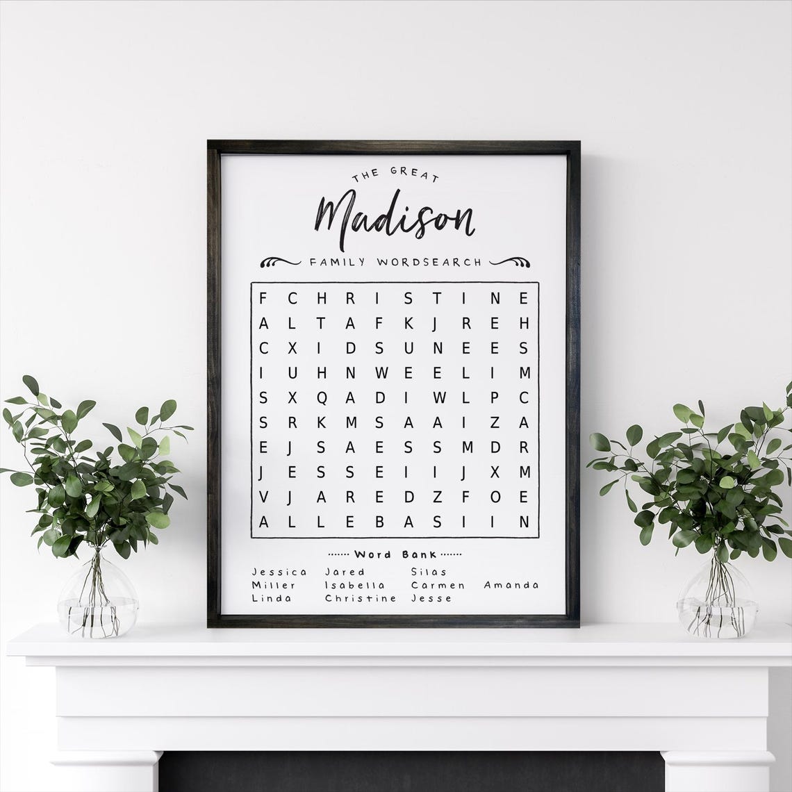 The Great Madison Family Word Search Puzzle Custom Name Poster
