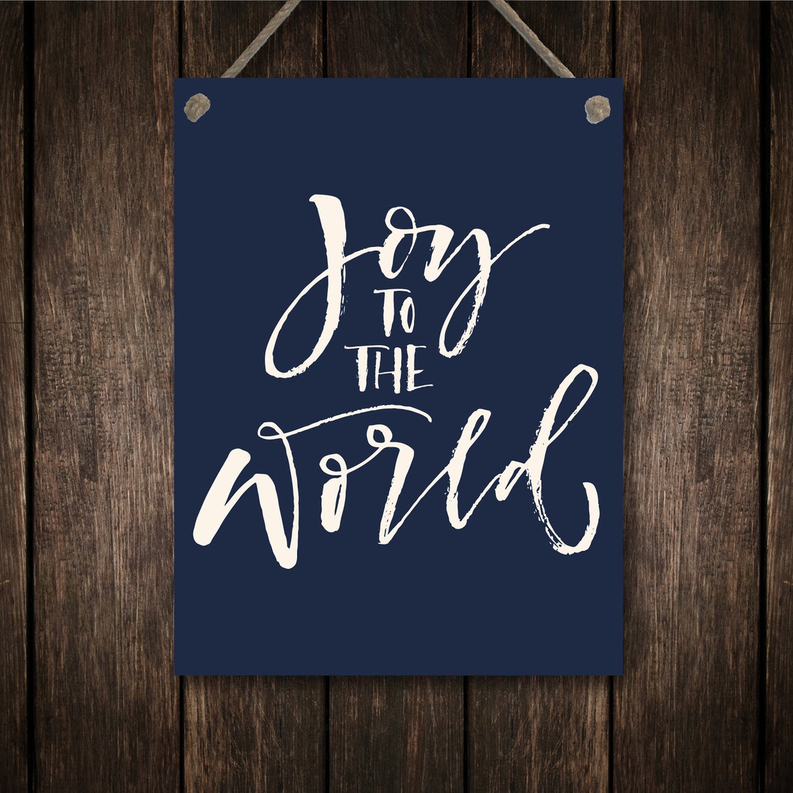 Joy to the World Black Brush Script Farmhouse Christmas Poster - Image 2