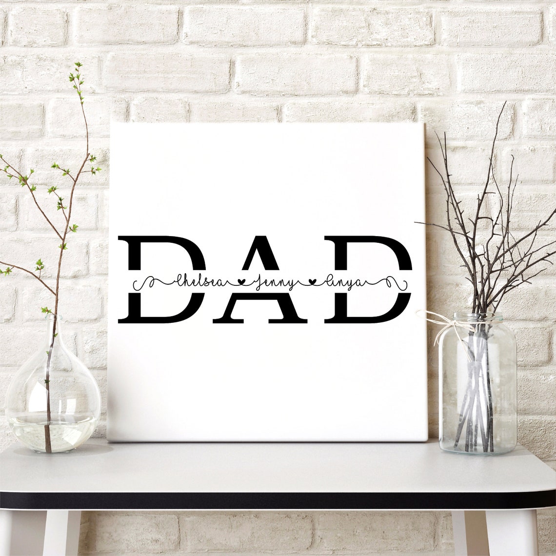 DAD Split Monogram with Kids Names Custom Father's Day Gift Poster - Image 3