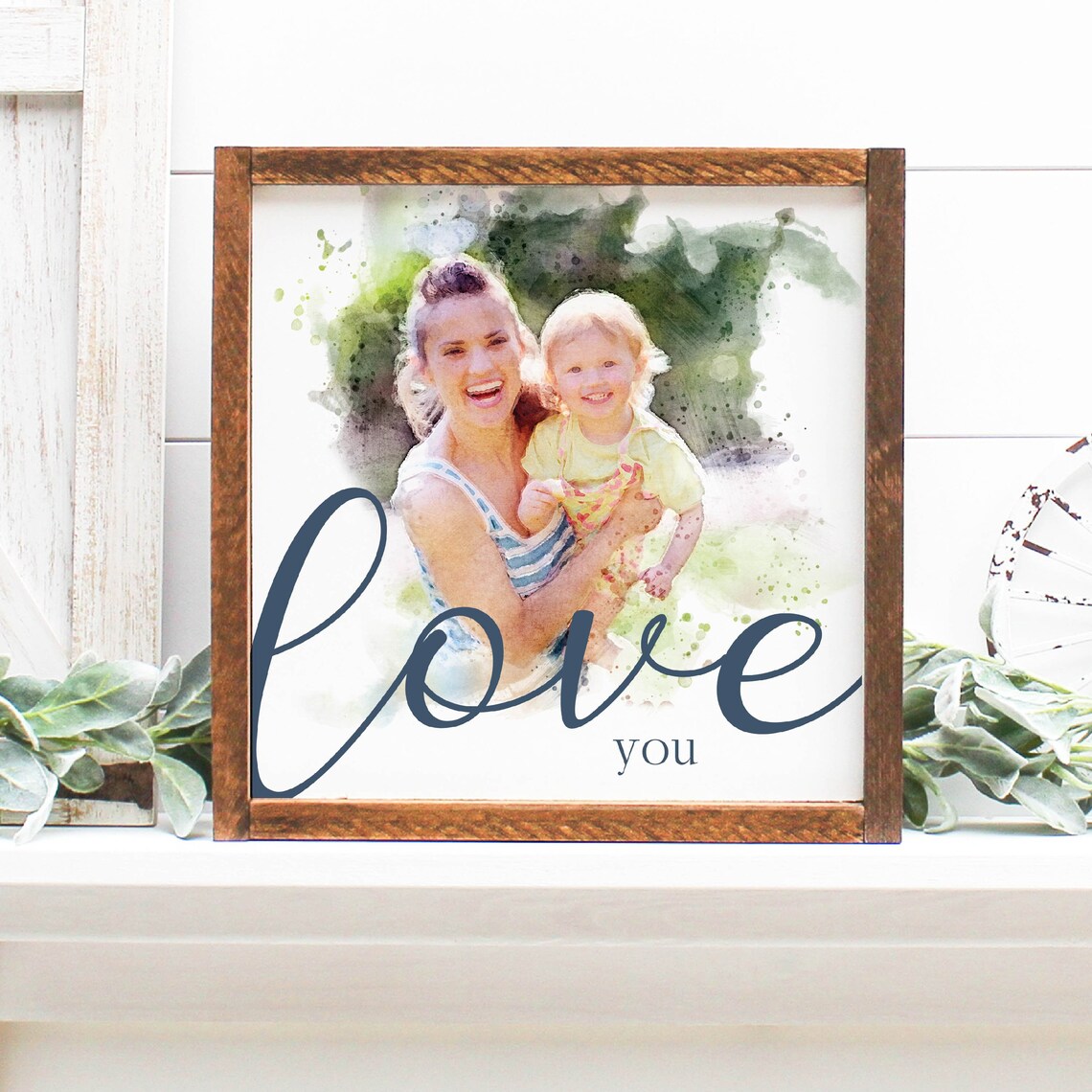Personalized Distressed Watercolor Photo Art Print