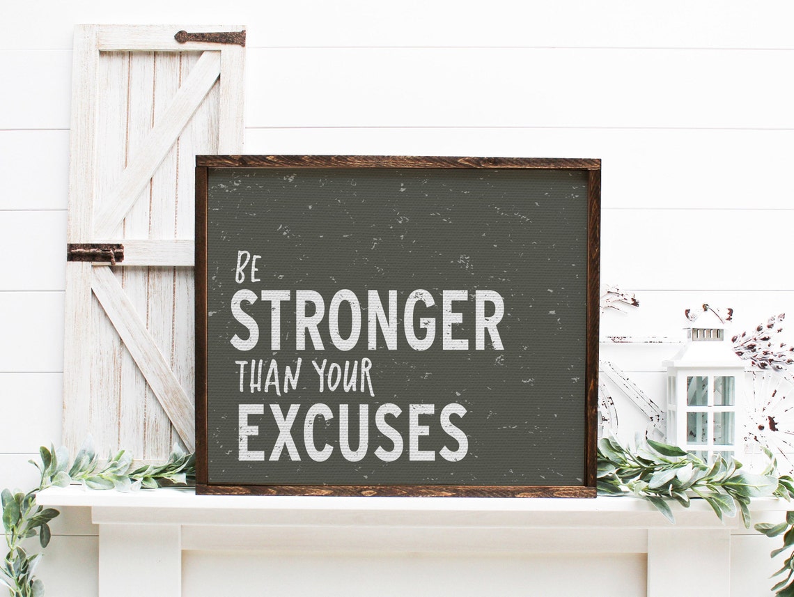 Be Stronger Than Your Excuses Bold Grunge Motivational Fitness Poster - Image 3