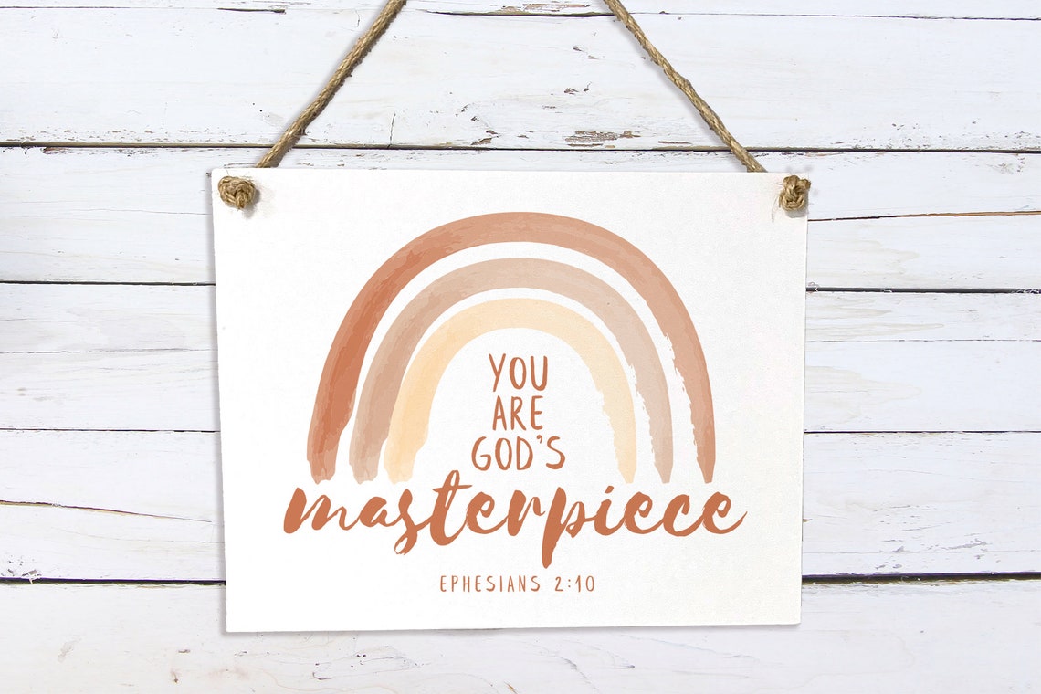 You Are God's Masterpiece Ephesians 2:10 Boho Rainbow Poster - Image 2