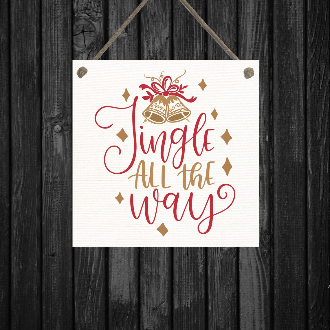 Jingle All the Way Christmas Song Sign With Golden Bells Poster - Image 2