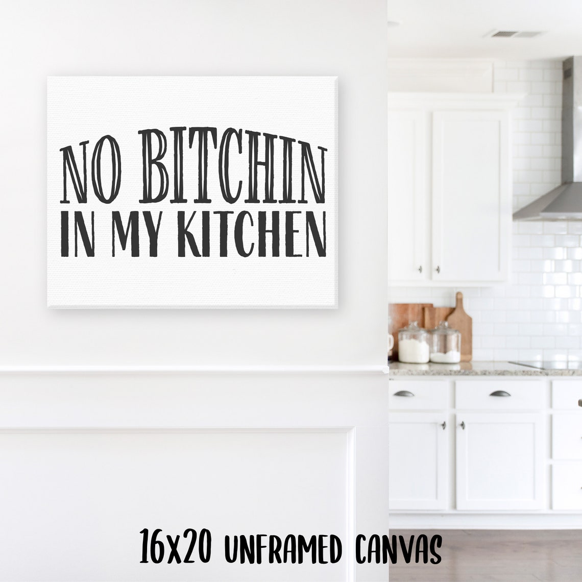 No Bitchin In My Kitchen Funny Farmhouse Kitchen Humor Poster - Image 3