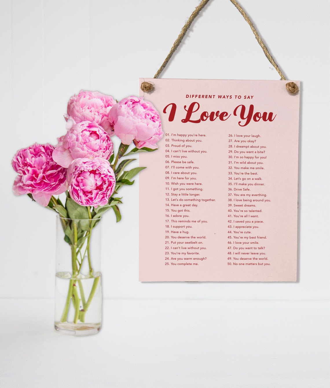 Fifty Different Ways To Say I Love You Romantic Red Script List Poster - Image 2