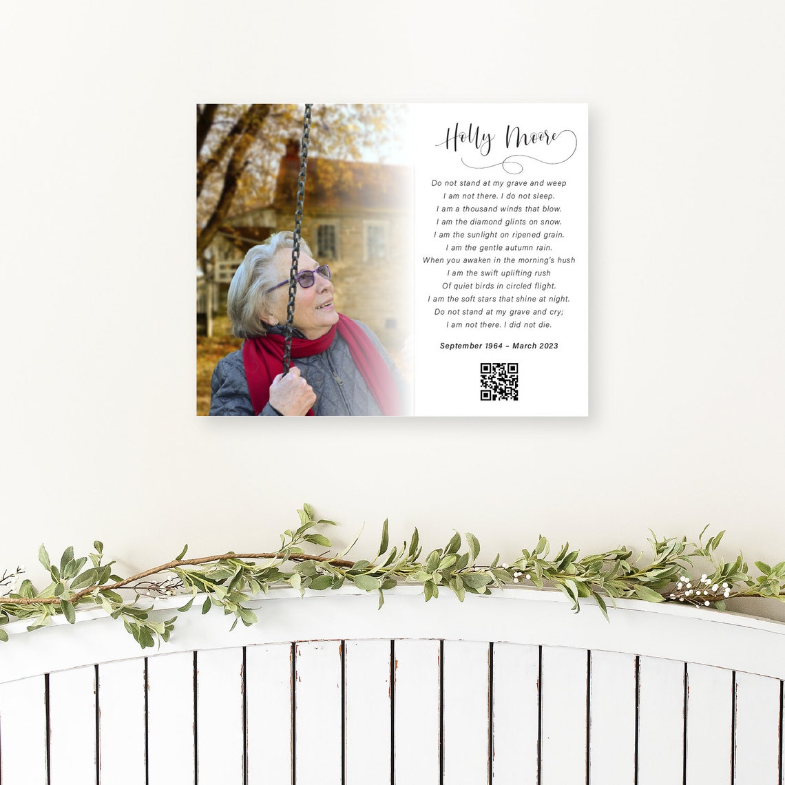 Custom Memorial Photo Poem With QR Code Tribute Gift Wall Poster - Image 3