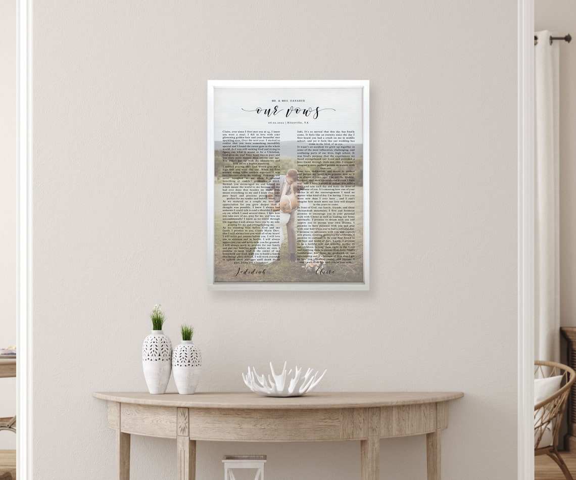 Our Vows Custom Wedding Vows Photo Wood Framed Memory Poster - Image 3