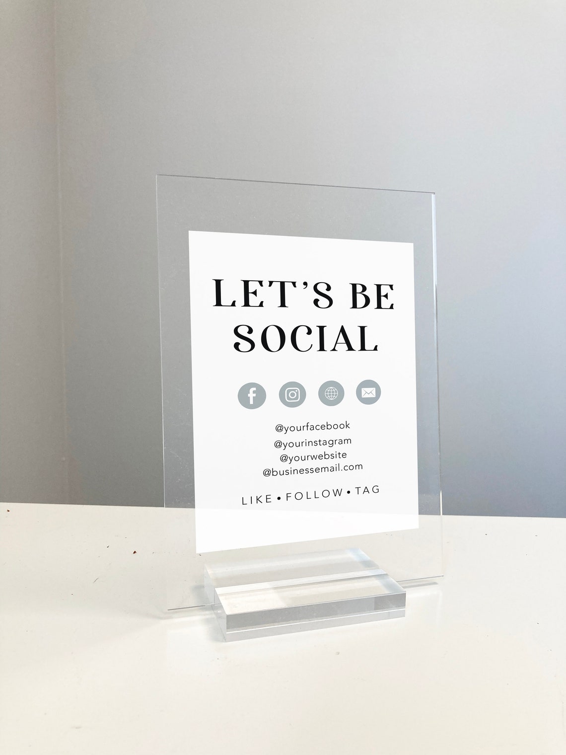 Let's Be Social Custom Acrylic Stand Small Business Display Poster - Image 3