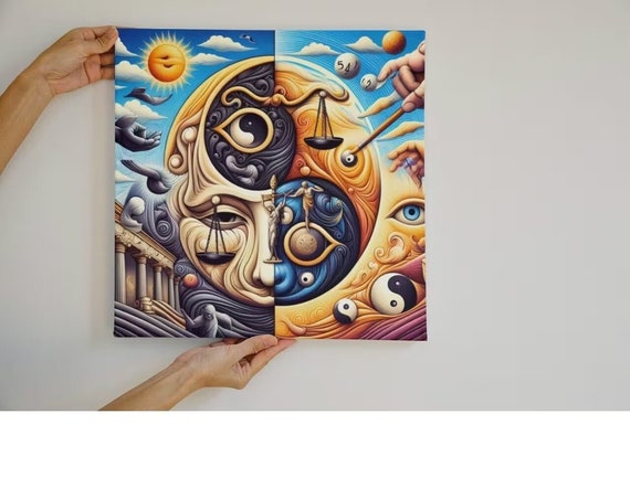 Surrealistic Art Surreal Eye And Celestial Bodies Art Mystical Eye And Scales Painting Stretched 125