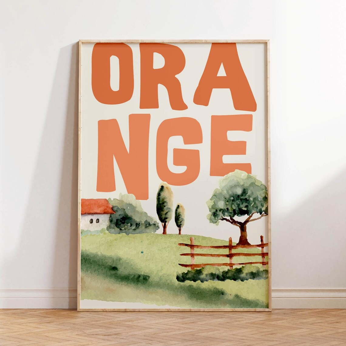 Orange NSW Australian Countryside Watercolor Landscape Poster