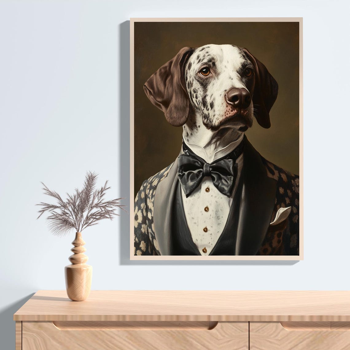 German Pointer In Tuxedo Elegant Dog Portrait Funny Wall Poster - Image 2