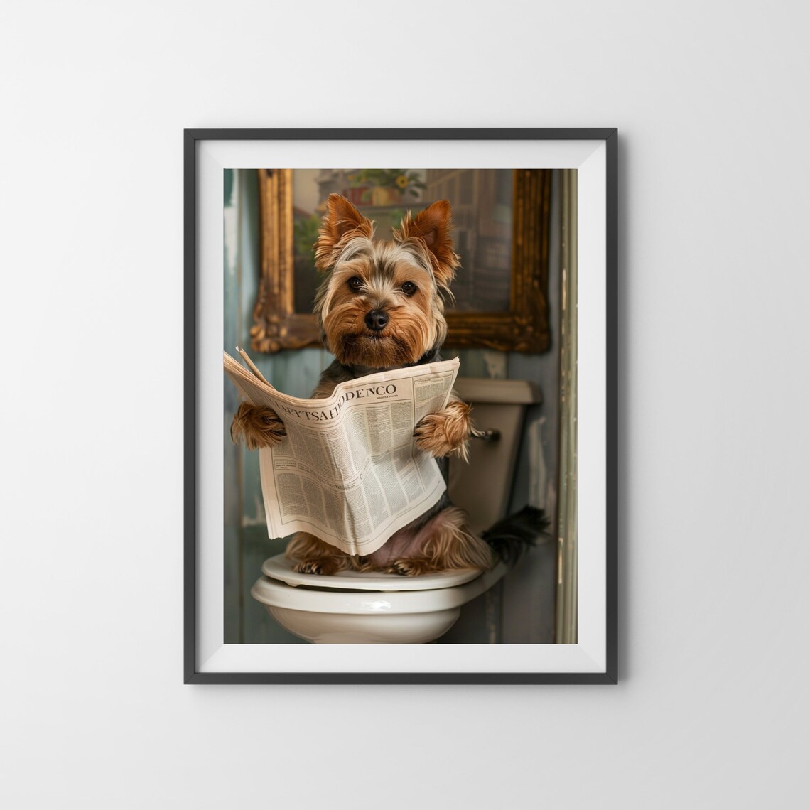 Yorkshire Terrier Bathroom Humor Art Print - Image 3