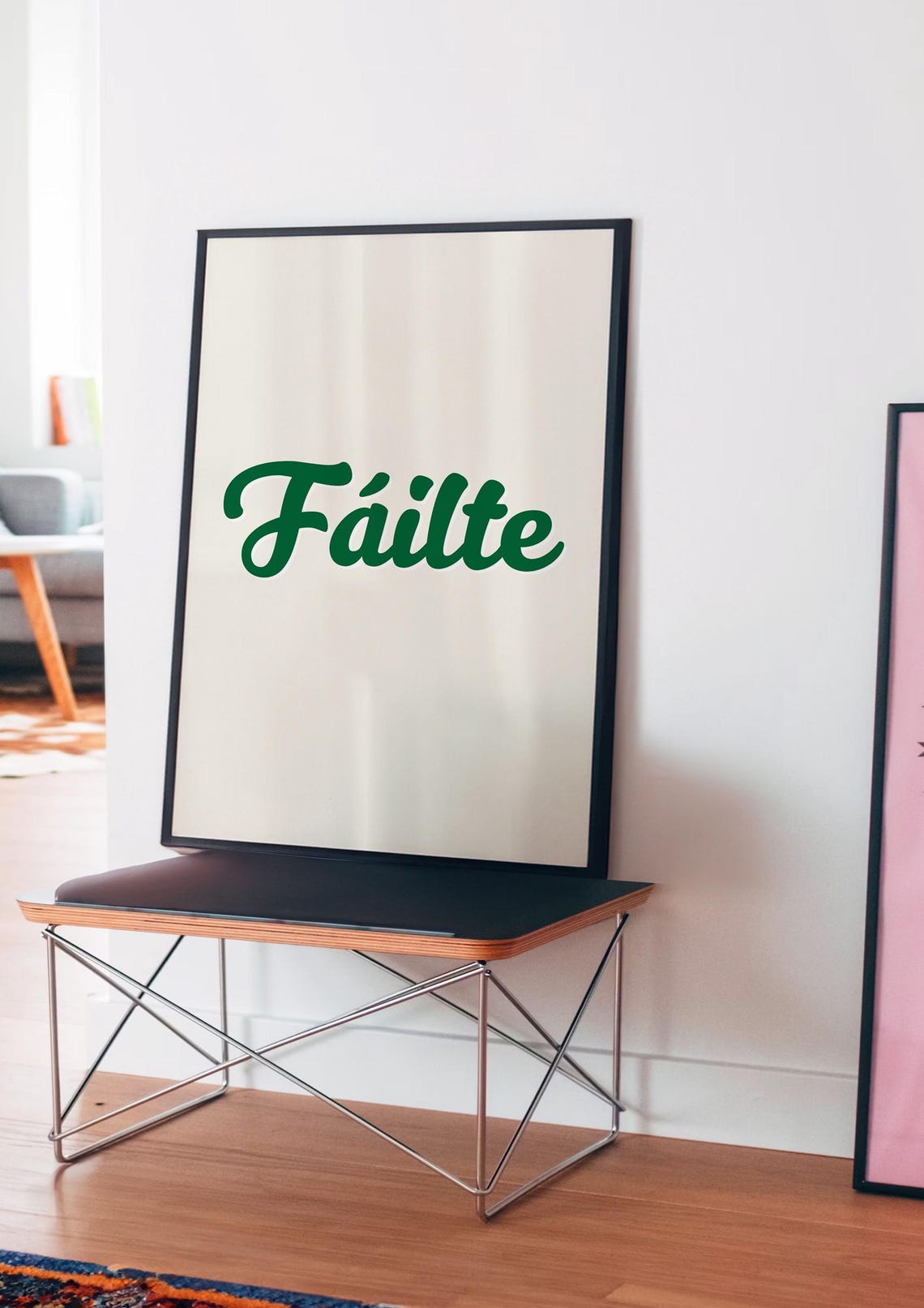 Soft Pink Failte Irish Welcome Script Typography Quote Art Print - Image 4