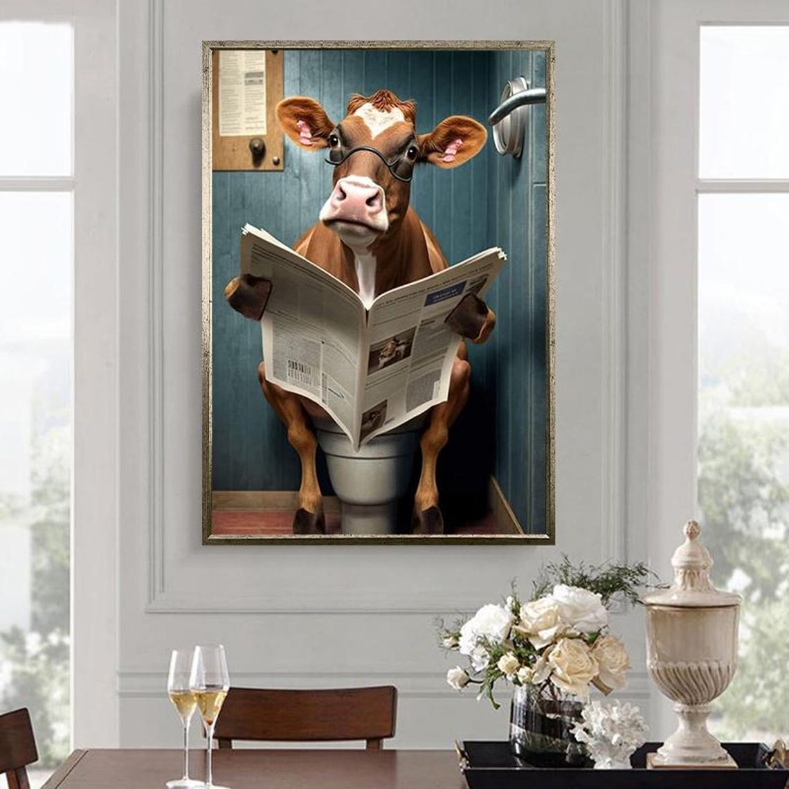 Colorful Cow Printing Cow Wall Decor Abstract Animal Wall Art Painting On Colorful Animal Art Farmhouse For Gifts - Image 4