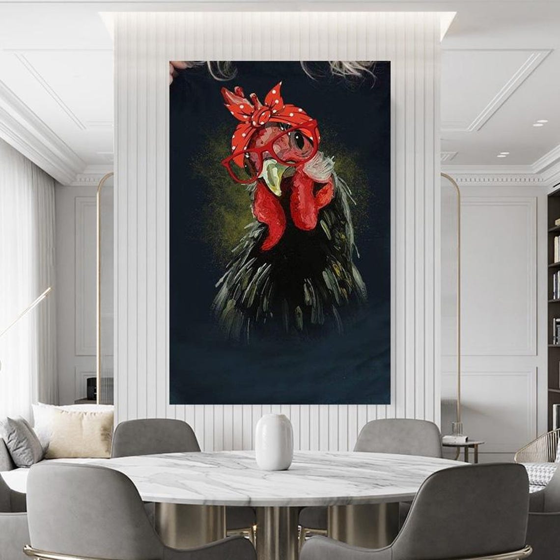 Funny Chicken Wearing Red Bandana And Glasses Farm Animal Poster - Image 3