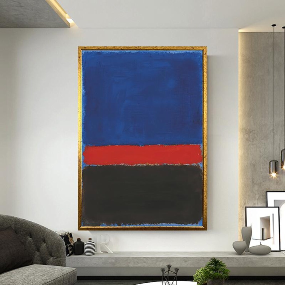 Bold Blue Red Black Abstract Color Field Rothko Style Poster - Image 5