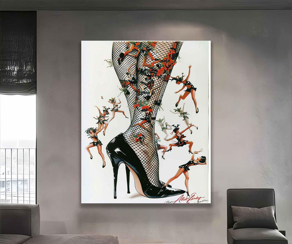 Pin-Up Fishnet Stiletto Leg With Tiny Dancers Surreal Art Poster - Image 4