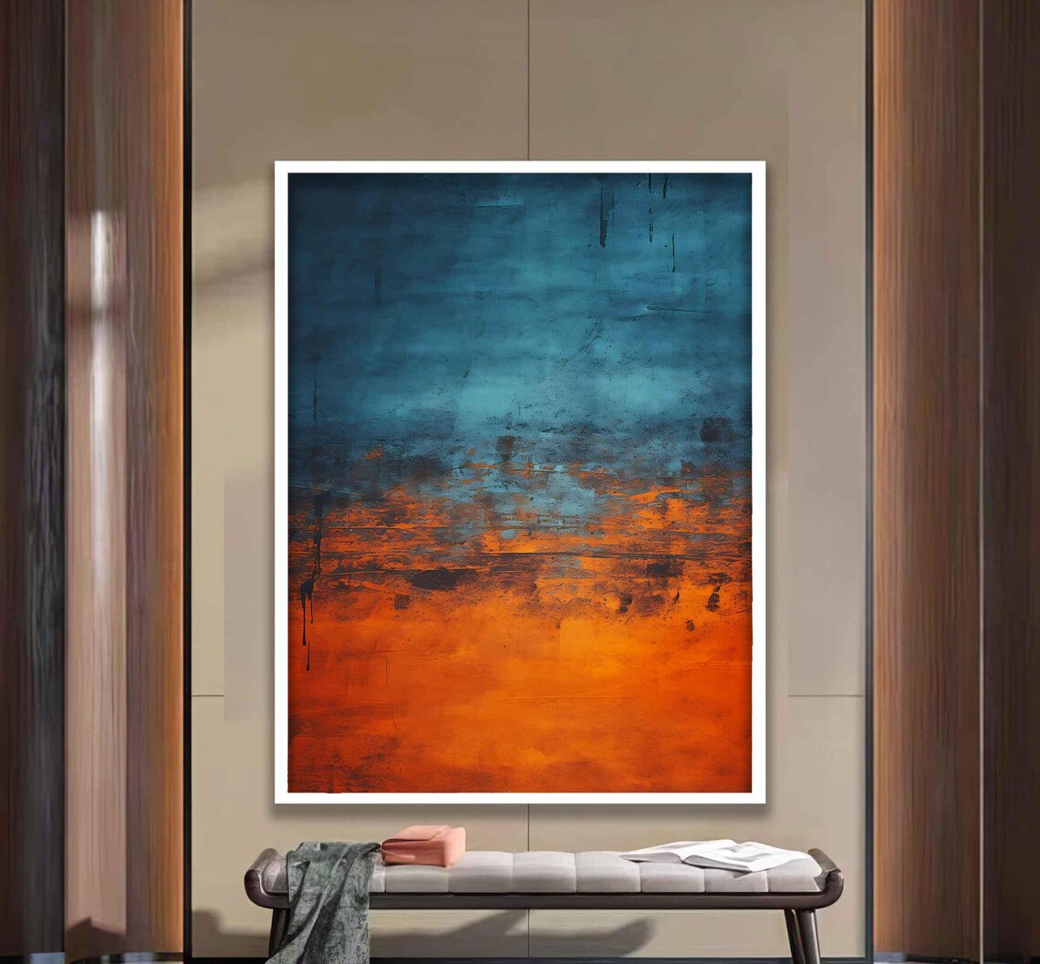 Mark Rothko Blue Orange Framed Painting Abstract Wall Art Minimalism Art Rothko Painting - Image 2