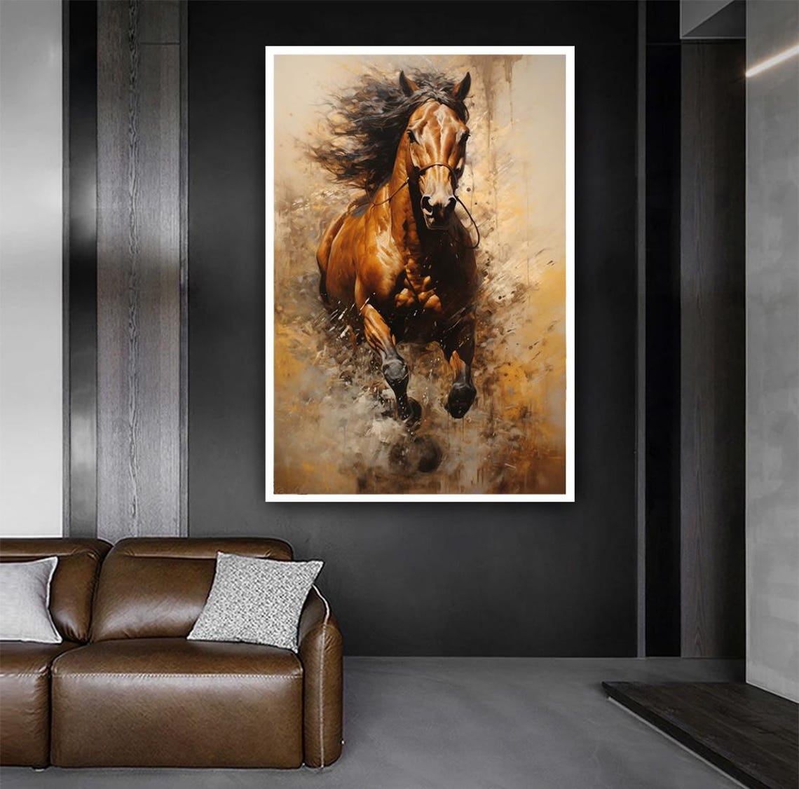 Chestnut Horse Galloping Through Dust Dramatic Equestrian Art Poster - Image 3