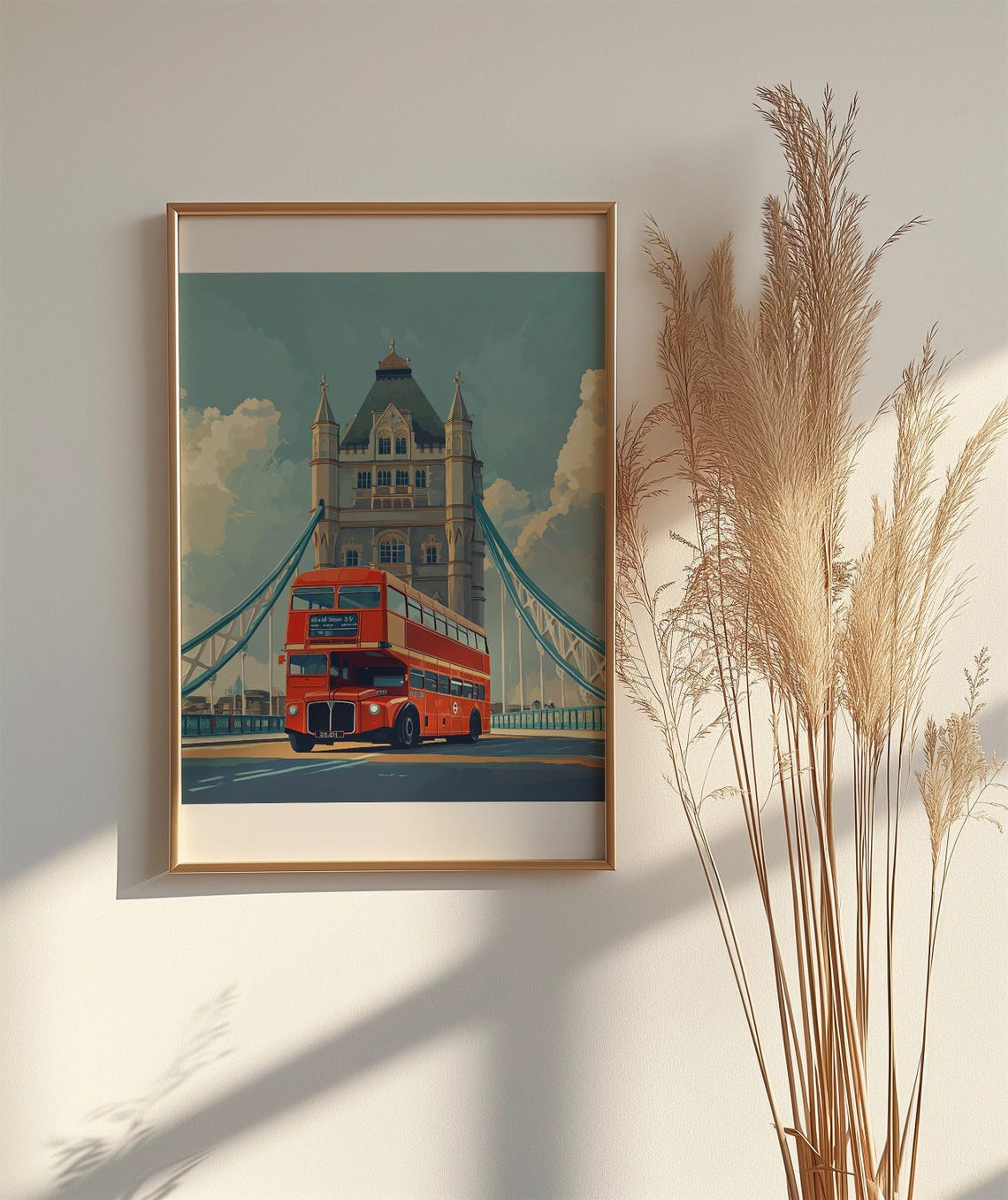 London Tower Bridge Poster Red Double Decker Bus Classic Landmark - Image 2