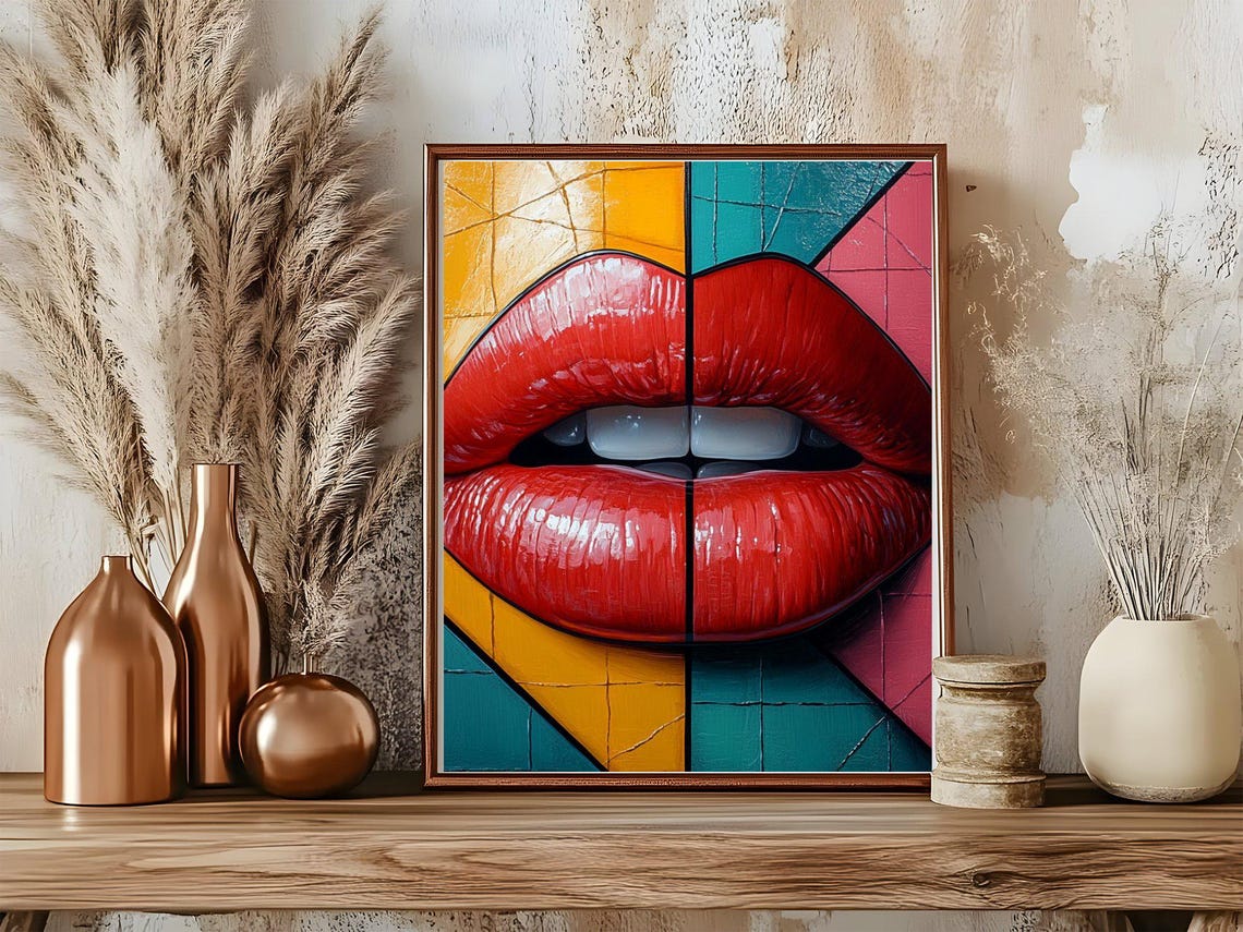 Vibrant Pop Art Lips Print Modern Wall Art Colourful Home Dcor Lip Art Print Contemporary Art Poster Bold Wall Art - Image 5