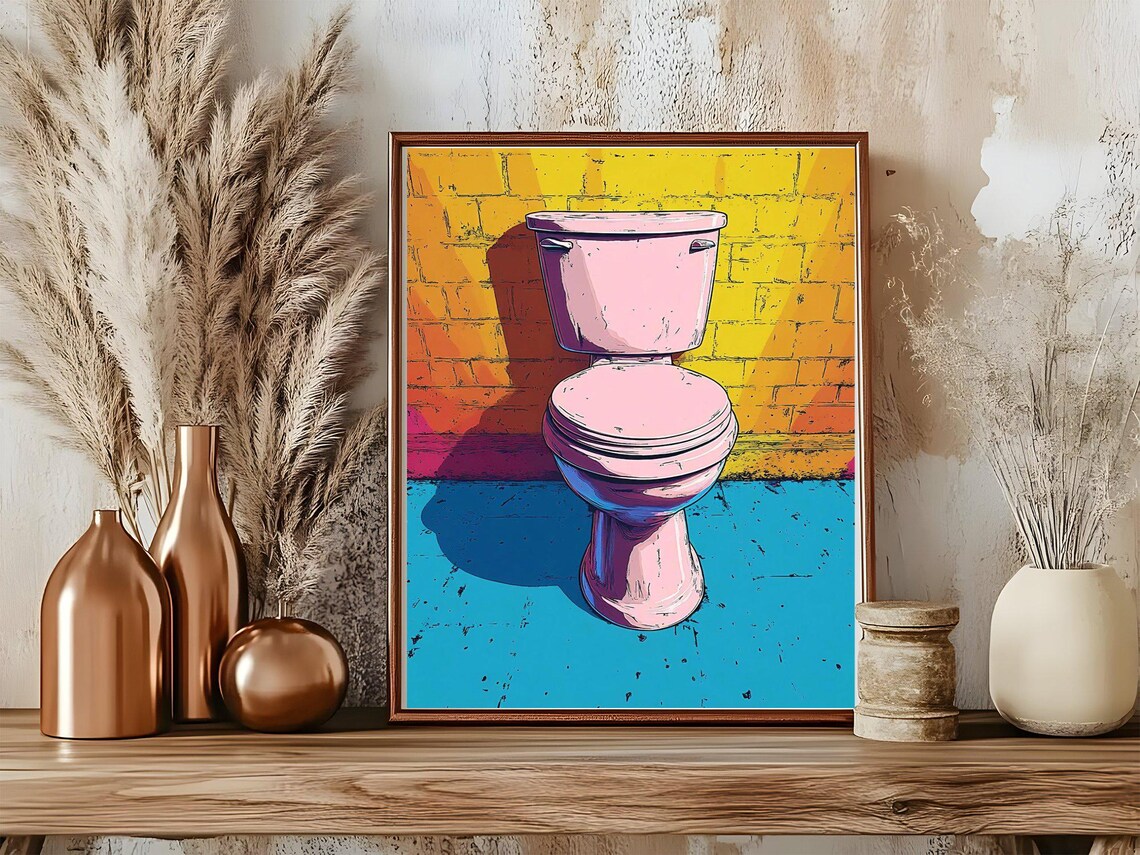 Pop Art Pink Toilet Quirky Fun Colorful Bathroom Decor Poster - Image 5